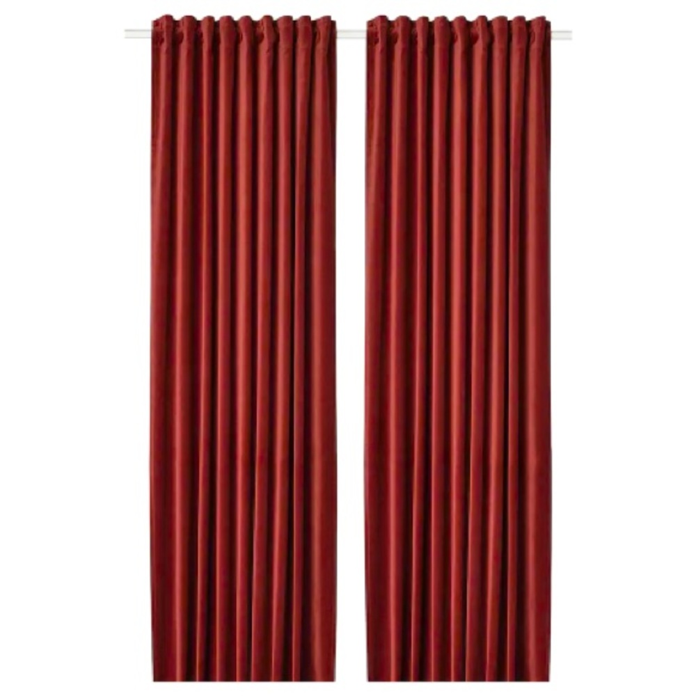 Ikea Sanella Curtains Velvet Darkening Red-Brown Maroon 55"x98" Pair 904.795.63